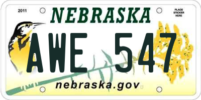NE license plate AWE547