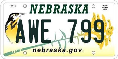 NE license plate AWE799