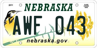 NE license plate AWF043