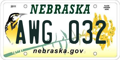 NE license plate AWG032