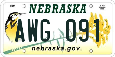 NE license plate AWG091