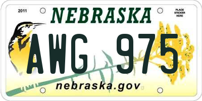 NE license plate AWG975