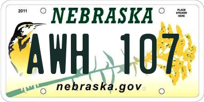NE license plate AWH107