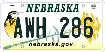 NE license plate AWH286