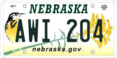 NE license plate AWI204