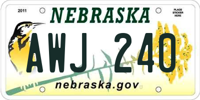 NE license plate AWJ240