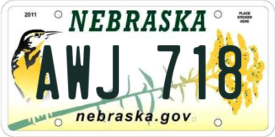 NE license plate AWJ718