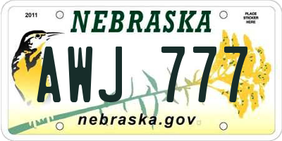 NE license plate AWJ777