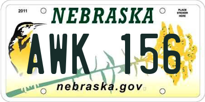 NE license plate AWK156