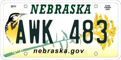 NE license plate AWK483