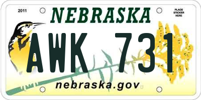 NE license plate AWK731