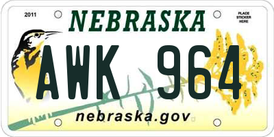 NE license plate AWK964