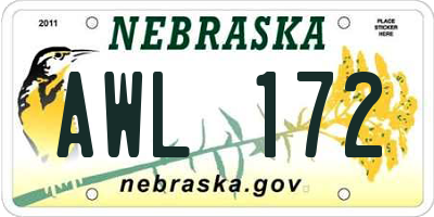 NE license plate AWL172