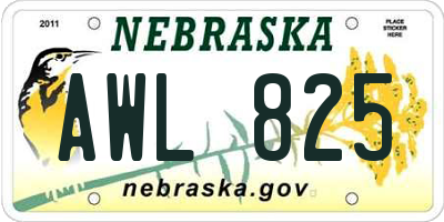 NE license plate AWL825