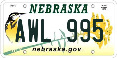 NE license plate AWL995