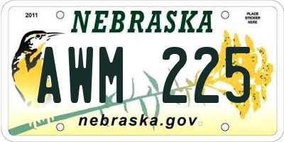 NE license plate AWM225