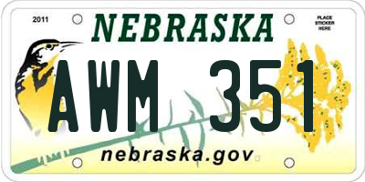 NE license plate AWM351