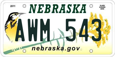 NE license plate AWM543