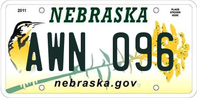 NE license plate AWN096