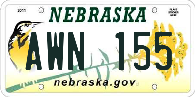 NE license plate AWN155