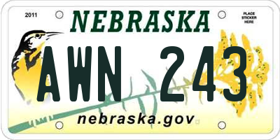 NE license plate AWN243