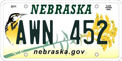 NE license plate AWN452