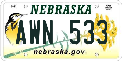 NE license plate AWN533