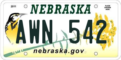 NE license plate AWN542