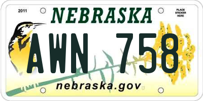 NE license plate AWN758