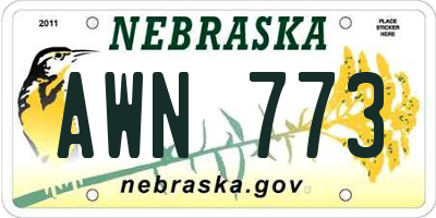 NE license plate AWN773