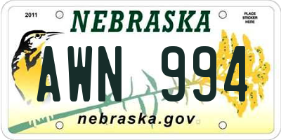 NE license plate AWN994