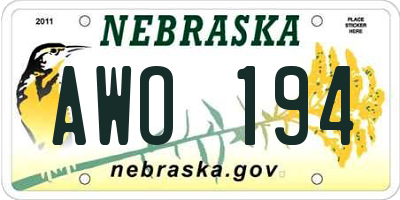 NE license plate AWO194