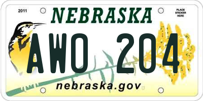 NE license plate AWO204