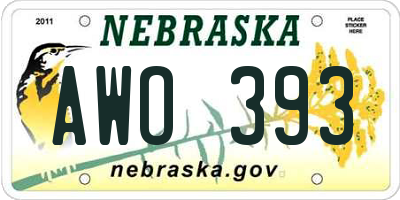 NE license plate AWO393
