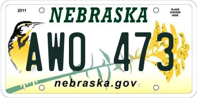 NE license plate AWO473