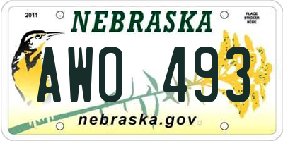 NE license plate AWO493