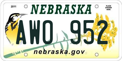 NE license plate AWO952