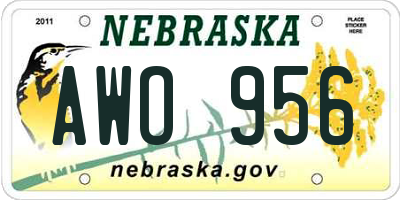 NE license plate AWO956