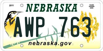 NE license plate AWP763