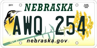 NE license plate AWQ254