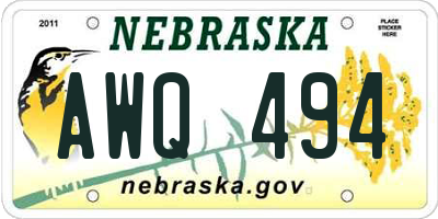 NE license plate AWQ494