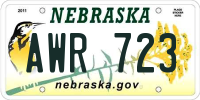 NE license plate AWR723
