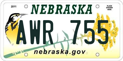 NE license plate AWR755