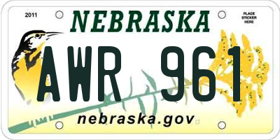 NE license plate AWR961