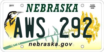 NE license plate AWS292