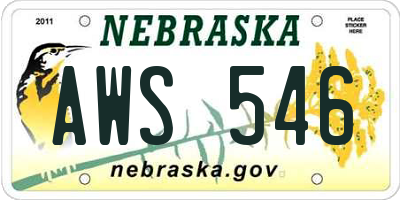 NE license plate AWS546