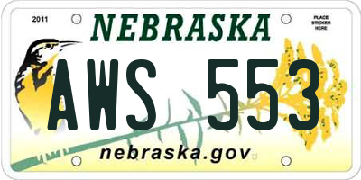 NE license plate AWS553