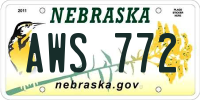 NE license plate AWS772