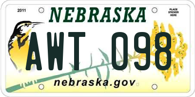 NE license plate AWT098
