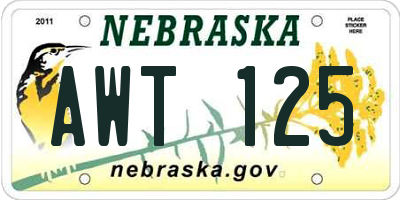 NE license plate AWT125